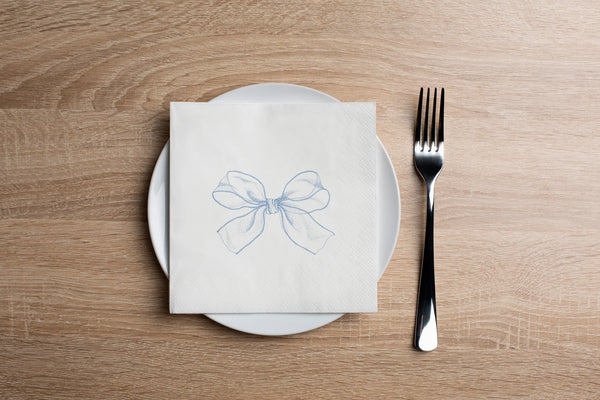Blue Mesh Bow Cocktail Napkins