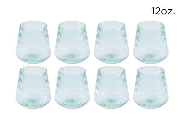 Ribbed Blue Tumblers 12 oz Cups