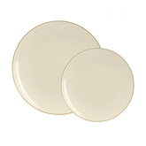 Creme- Gold Round Plastic Plates