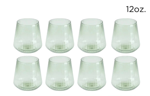 Ribbed Green Tumblers 12 oz Cups