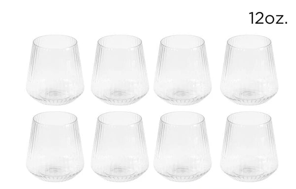 Ribbed Clear Tumblers 12 oz Cups