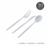 Matrix White Plastic Cutlery Set | 30 Pieces