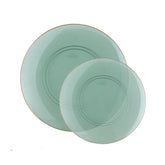 Transparent Green- Gold Round Plastic Plates