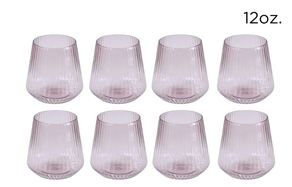 Ribbed Purple Tumblers 12 oz Cups