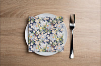 Painted Flowers Navy Cocktail Napkins