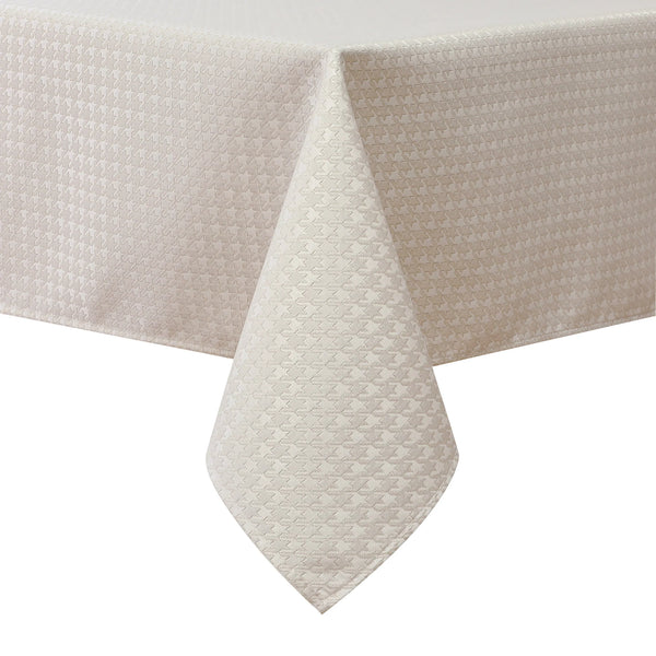 White/Gold Houndstooth Tablecloth