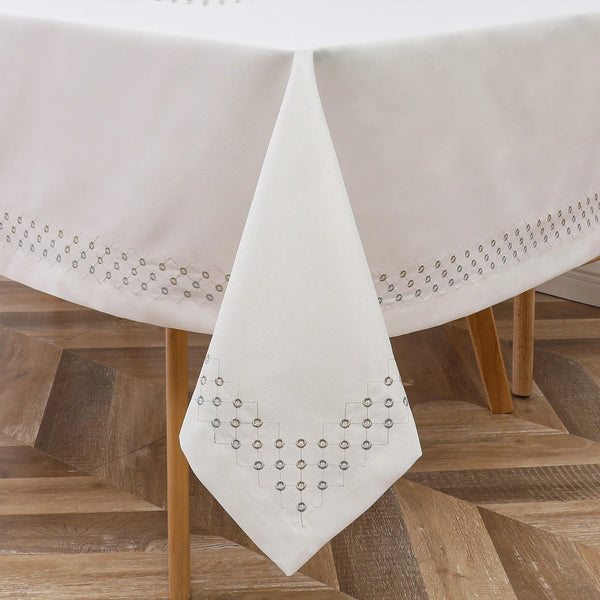 Gold/Silver Circles Linen Tablecloth