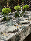Green Floral Velvet Tablecloth