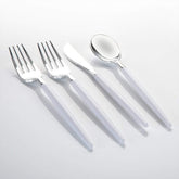 White - Silver Plastic Cutlery Set