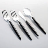 Black - Silver Plastic Cutlery Set