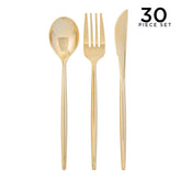 Matrix Gold Plastic Cutlery Set | 30 Pieces
