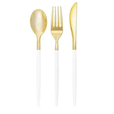 White - Gold Plastic Cutlery Set