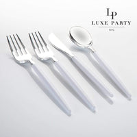 White - Silver Plastic Cutlery Set