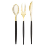 Black - Gold Plastic Cutlery Set