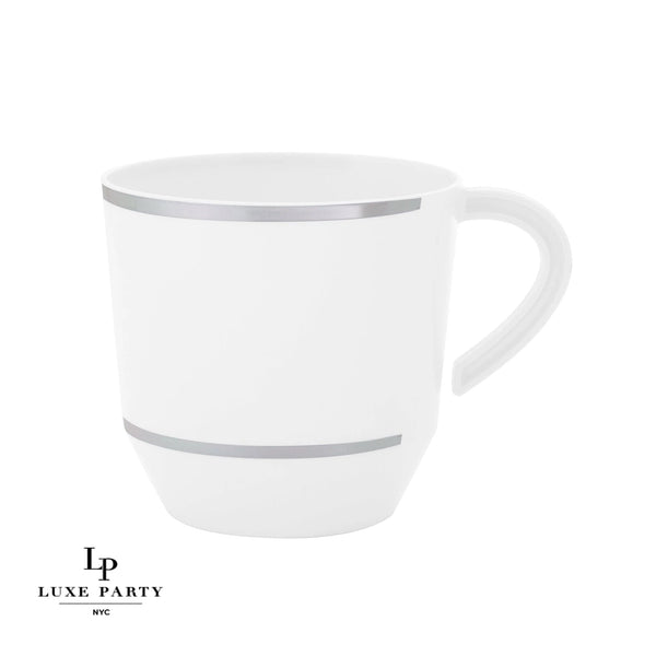 White - Silver 12.5 oz Teacups