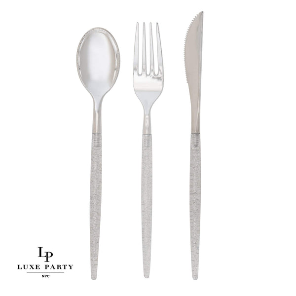 Glitter - Silver Plastic Cutlery Set