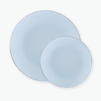 Ice Blue - Silver Round Plastic Plates