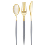 Gray - Gold Plastic Cutlery Set