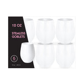 White 12 oz Stemless Goblets