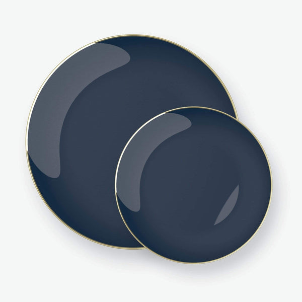 Navy - Gold Round Plastic Plates