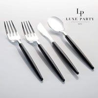 Black - Silver Plastic Cutlery Set