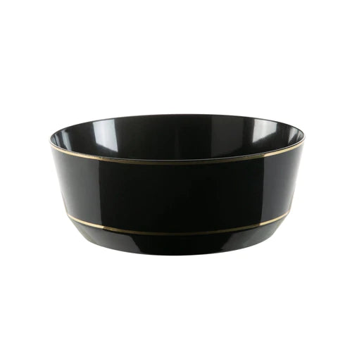 Black - Gold Round Plastic Bowls
