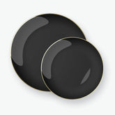 Black - Gold Round Plastic Plates