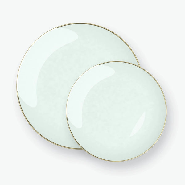 Mint - Gold Round Plastic Plates