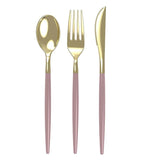 Mauve - Gold Plastic Cutlery Set
