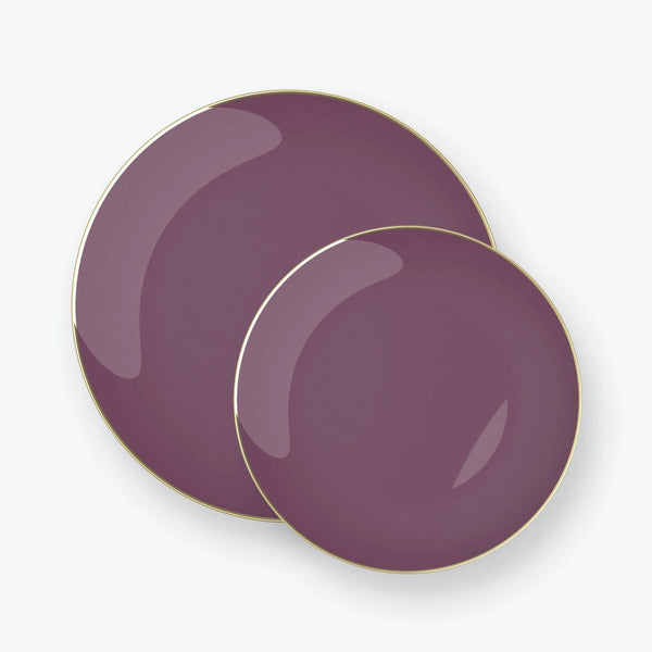 Purple - Gold Round Plastic Plates