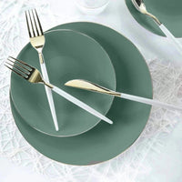 Sage - Gold Round Plastic Plates