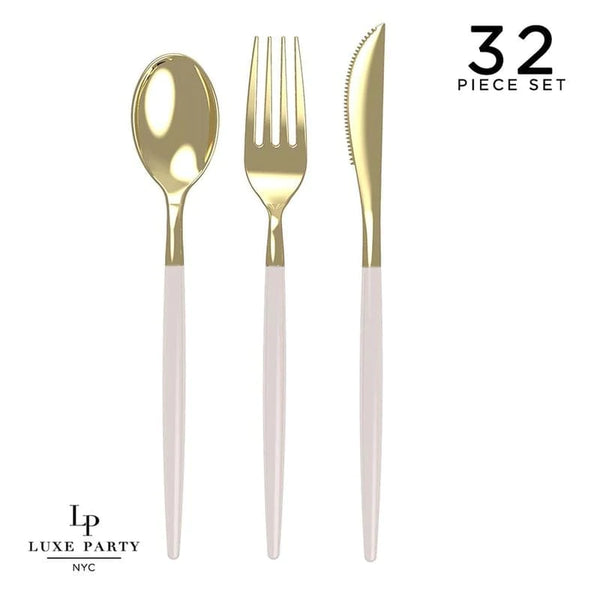Linen - Gold Plastic Cutlery Set