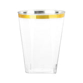 Clear - Gold 9 oz Plastic Tumblers