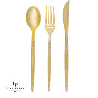 Glitter - Gold Plastic Cutlery Set