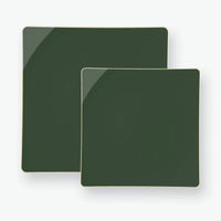 Emerald - Gold Square Plastic Plates