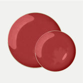 Red - Gold Round Plastic Plates