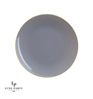 Gray - Gold Round Plastic Plates