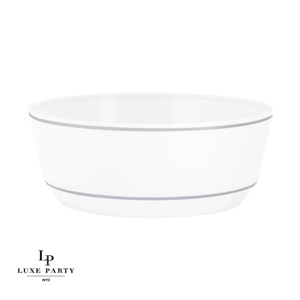 White - Silver Round Plastic Bowl
